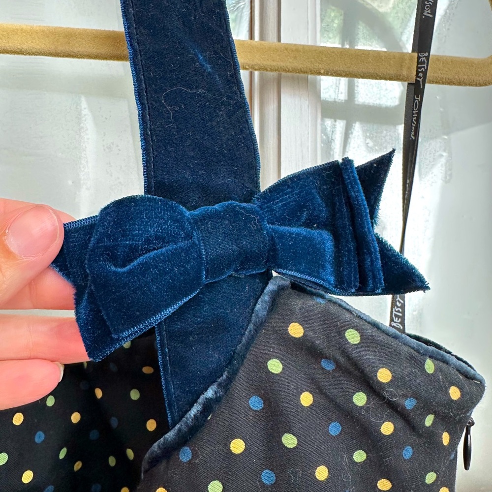 Vintage Betsey Johnson 90s Silk Bow Polka Dot Pinup Rockabilly Dress Size 10 M - Picture 6 of 15